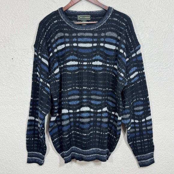 Vtg 90s Coogi Style 3D Knit Sweater XLT Wool Blend Chunky